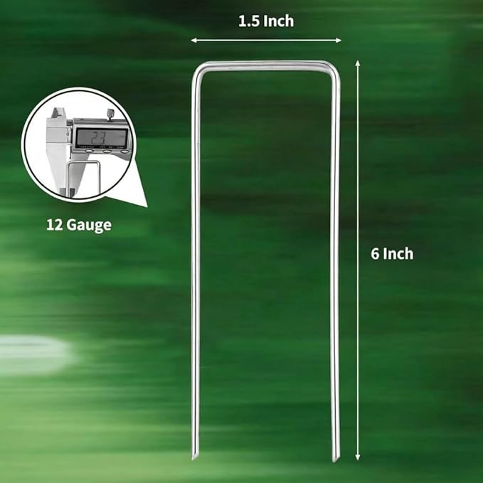 PSISO 40 Pack 6 Inch Galvanized U-Shaped Garden Stakes Landscape Staples, 12 Gauge Heavy Duty Tent Stakes Ground Yard Lawn Pins for Landscaping, Weed Barrier Fabric, Fencing, Outdoor Decor
