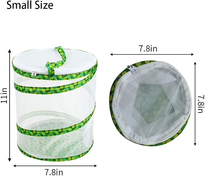 Pop-up Insect and Butterfly Habitat Cage Growning Garden Washable, Reusable, Folds Flat Dragonfly Caterpillars Mesh Cage Feeder Butterfly Growing Kit (Small)