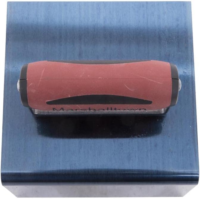 MARSHALLTOWN Blue Steel Step Tool, Nose Tool, 6 x 6 x 3 Inch Blade Size, 1/2 Inch Radius, 90-Degree Angle, Resilient DuraSoft Handle, Prevent Cracking in Concrete, 175BD