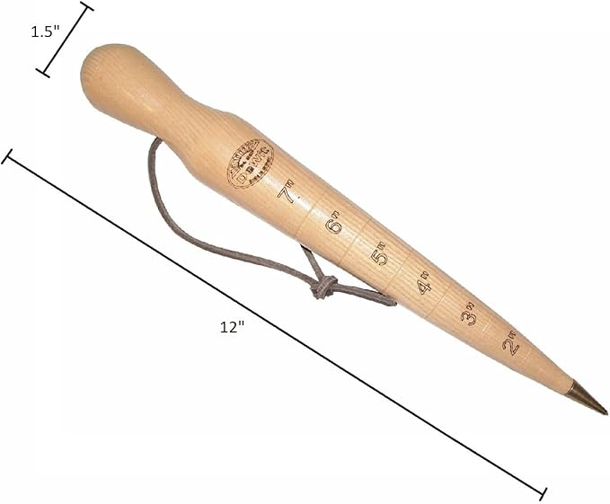 DeWit Wooden Dibber with Depth Measurements and Brass Tip, Simple Garden Tool Hand Dibber to Efficiently Plant Seeds, Bulbs, and Seedlings (12”)
