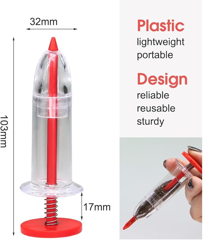 6Pcs Mini Sowing Seed Dispenser,Planter Tool, Handheld Seed Planter, Seed Sower Tool, Garden Seed Planter,Small Seed Spreader with Seedlings Dibber Widger for Spreaders Gardening and Lawn Care