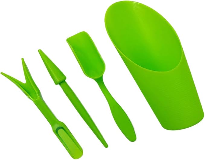 Soil Scoop for Indoor Plants - Plastic Mini Garden Plant Care Shovel Hand Tools Transplanting Succulent Cultivation Digging Scoops Kits, Green