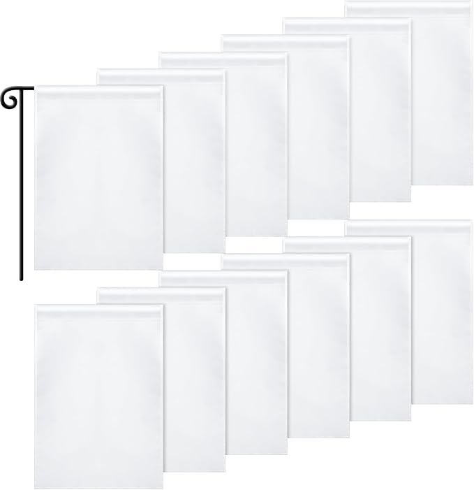 Sublimation Garden Flag Blank Bulk 12x18inch Sublimation Banner Blank Polyester Flags DIY Canvas Sign for Garden Lawn and Yard Courtyard Outside Decoration(12 Pieces)