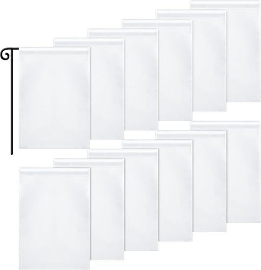 Sublimation Garden Flag Blank Bulk 12x18inch Sublimation Banner Blank Polyester Flags DIY Canvas Sign for Garden Lawn and Yard Courtyard Outside Decoration(12 Pieces)