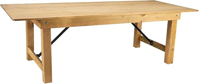 Flash Furniture HERCULES 8' x 40" Rectangular Antique Rustic Solid Pine Folding Farm Table, Light Natural