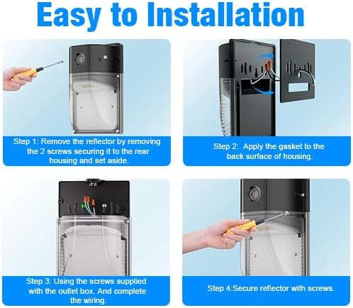 30W LED Wall Pack Light, Dusk to Dawn Outdoor Lighting Sensor, 3600LM, 5000K, LED Outdoor Wall Lights, 120Vac IP65 Waterproof Security Flood Light for Commercial, Porch, Garage, Garden, 6 Pack