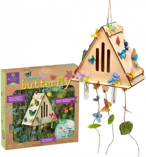 Craft-Tastic — Make A Butterfly House — DIY Nature Craft — No Tools Needed — Decorate Your House with Flowers — Ages 4+ with Help