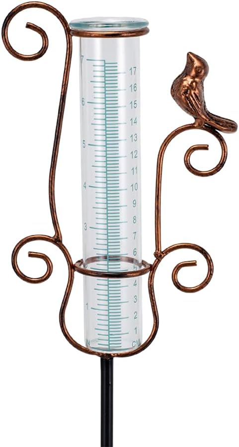 Rain Gauge Outdoor with 7'' Capacity Glass Tube, Metal Rain Gauges for Measuring Precipitation, Garden and Yard Decor
