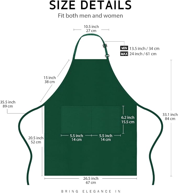 Syntus Apron for Men Women, Adjustable Cooking Kitchen Chef Aprons with 2 Pockets