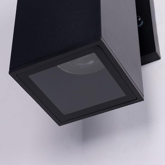 mirrea Modern Outdoor Porch Light Patio Light in 2 Lights with Aluminum Rectangular Tube and Tempered Glass Cover Waterproof Wall Sconce 4 Pack Matte Black