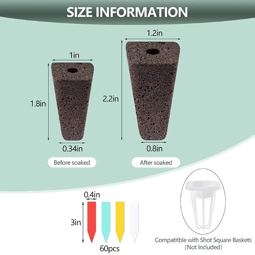 YBB 50 PCS Hydroponic Seed Pods Growth Sponges, Plant Starter Pods, Compatible with IDOO, QYO, LYKO Hydroponics Garden Growing System with Plant Labels (Square)
