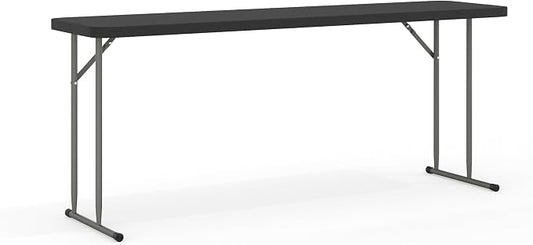 Flash Furniture Kathryn 6' Rectangular Plastic Folding Table, Long Plastic Foldable Table for Indoor/Outdoor Events, Black
