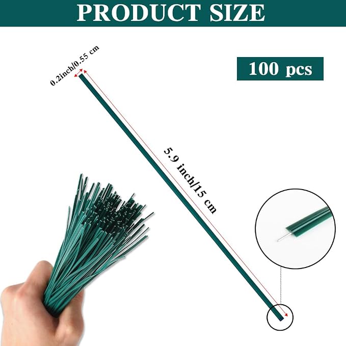 Twist Ties for Plants, 100Pcs 6 Inch Plant Ties Reusable Plastic Garden Twist Tie Green Wire Twist Ties for Plastic Bags Christmas Tree Wreath Gardening Cable Organization Home Office Use