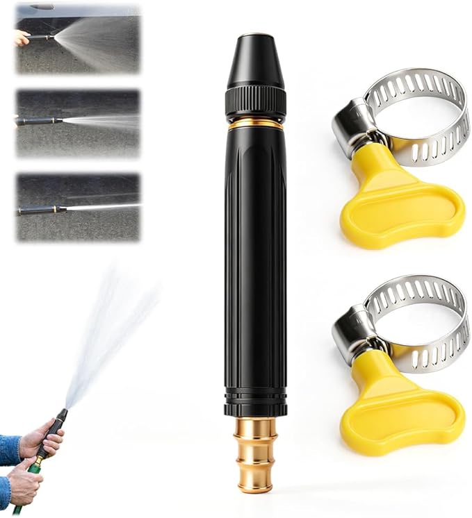Jet Nozzle Power Washer for Garden Hose, Heavy Duty Adjustable Hose Nozzle, Garden Hose Nozzle High Pressure Powerful Cleaning Spray Evenly, High Pressure Hose Nozzle for Car Washing (Type-B)
