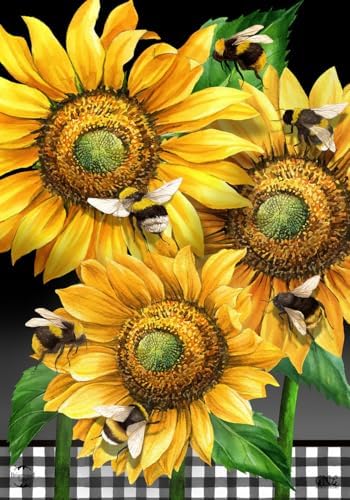 Buzzing Sunflowers Spring Garden Flag 18" x 12.5" Briarwood Lane