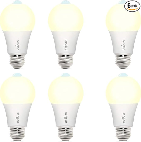 Sengled Motion Sensor Light Bulbs, A19 LED Dusk to Dawn Bulbs 3000K Soft White, Motion Activated Indoor Outdoor Light Bulbs 8.8W (60W Equivalent) 800 Lumens for Porch, Garage, Hallway, 6 Pack