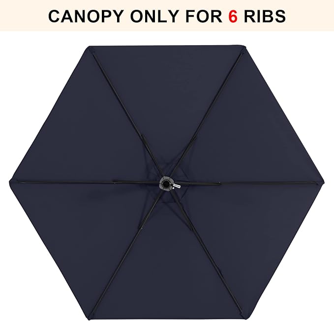 MASTERCANOPY Patio Umbrella 7.5 ft Replacement Canopy for 6 Ribs-Navy Blue Canopy Only