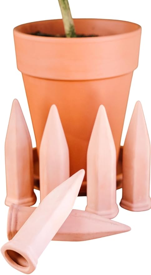 Oasis Terracotta Watering Spikes (6-Pack) – Self Watering Plant Stakes for Wine Bottles | Automatic Slow-Release Watering for Houseplants & Container Plants