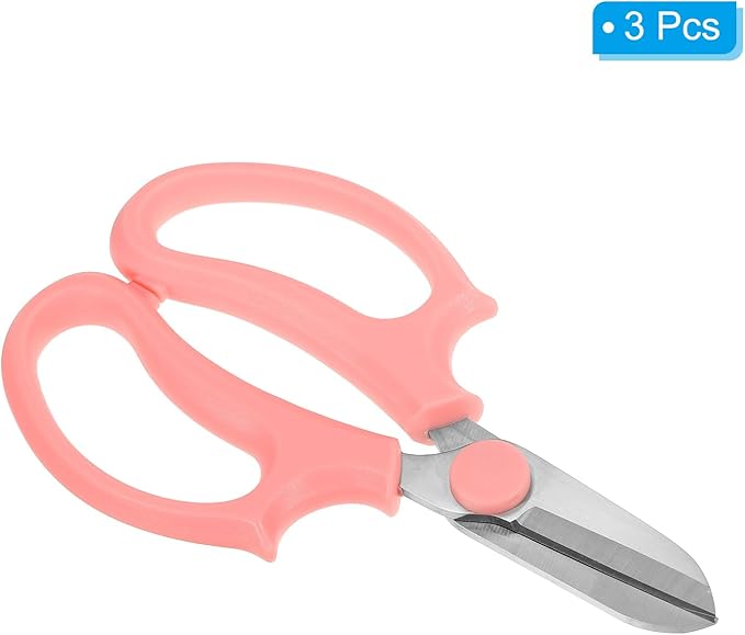 PATIKIL Floral Scissor, 3 Pcs Garden Scissors Floral Shears Gardening Pruning Shears Scissors with Comfort Grip Handle for Plants Trimming, Pink