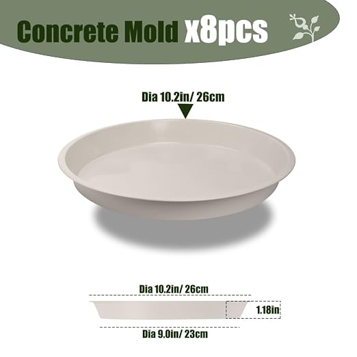 8 Pcs Stepping Stone Mold, Round Plastic Paver Molds for Concrete, Dia 10.2 in/ 1.18 in Depth Cement White Tray, Reusable DIY Form for Paving Garden Path, Walkway, Patio, Outdoor Landscaping