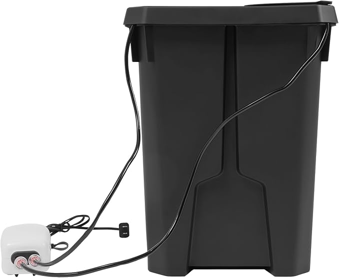 DWC Hydroponics Grow System 7.13 Gal Deep Water Culture Kit Auto Irrigation Sets w/8W 110V Air Pump, 12inch Bucket, Flippable Inspection Cover, for Indoor Gardening Vegetables (1 Buckets+7.13 Gal)