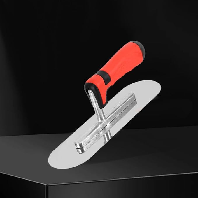 Concrete Tools Stainless Steel Pool Trowel, 14" x 4" Masonry Hand Tool with Soft Grip Handle, Lightweight, Plastering Trowel for Drywall Plastering Construction, Round End (Large:14"L x 4"W)