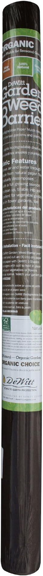 Dewitt 2-Pack Garden Weed Barrier Natural Paper Mulch, Black, 3 x 300 Feet – Organic Gardening Ground Cover Mat for Vegetable Gardens, Beds, Greenhouse, and Outdoor Planting Areas
