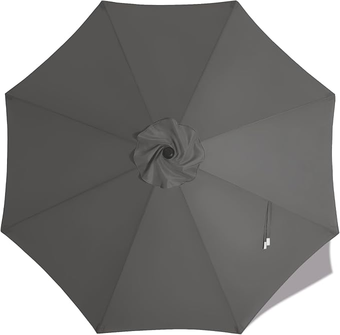 MASTERCANOPY Patio Umbrella 9 ft Replacement Canopy for 8 Ribs-Charcoal Grey Canopy Only