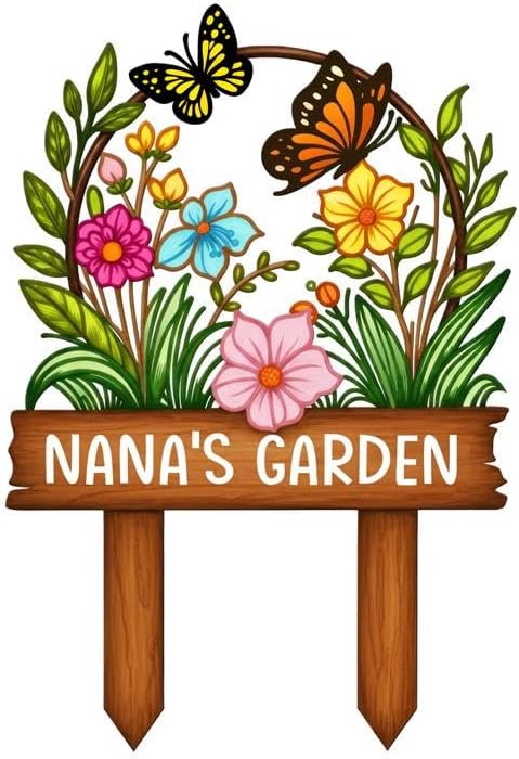 Personalized Metal Yard Sign for Mother's Day, Butterfly & Flower Design, Gift for Garden Lovers, Metal Sign, Garden Decor, Christmas Decoration