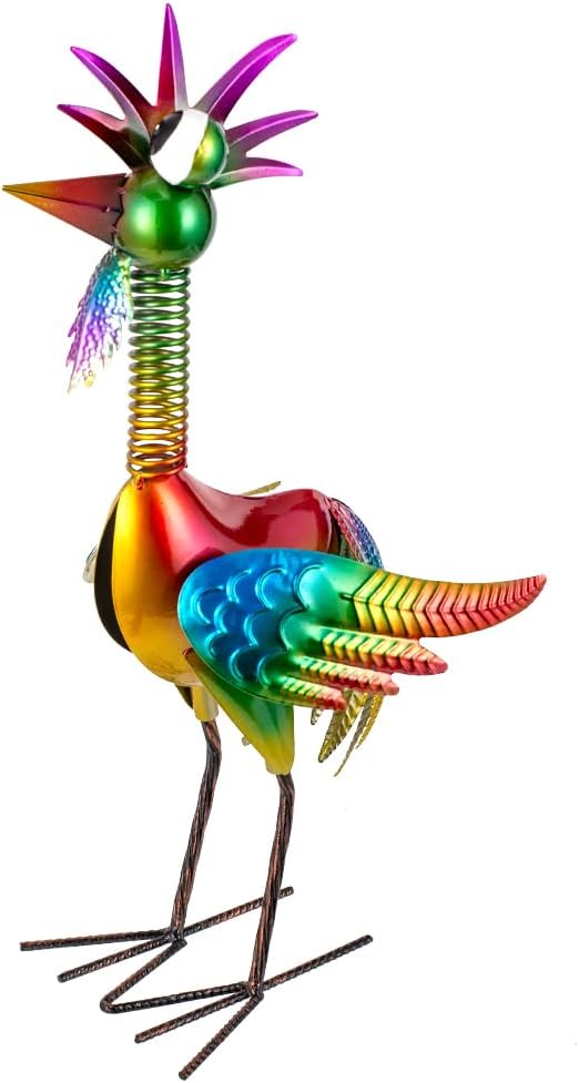 Metal Wacky Rooster Garden Statue, 18'' Rooster Decor Yard Statue Decorations Outdoor, Chicken Yard Art for Outside, Patio, Backyard, Lawn(Colorful)