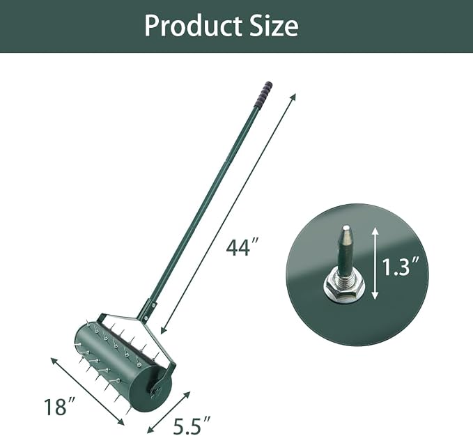 THUNDERBAY 18-Inch Heavy-Duty Rotary Spike Lawn Aerator for Garden & Yard, Manual Push Spike Aerator