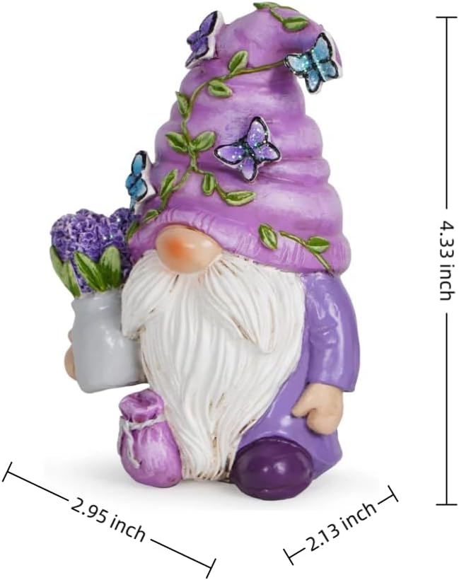 Hodao Lavender Dream Gnome - Purple Fragrance Wonderland Journey Spring Swedish Tomte Elf Dwarf Figurines Summer Gnome Indoor Home Decor Gift (Lavender Gnome 1)