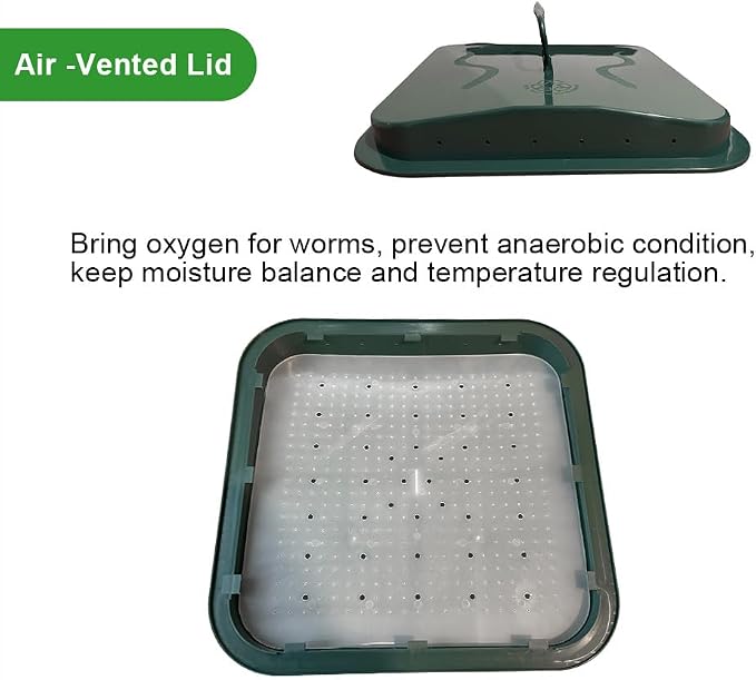 ® Plus US Made 5 – Tray Worm Composter -Forest Green,Sustainable Design for Both Indoor & Outdoor, Worm Compost Bin for Vermicomposting Starter, Recycling Food Wastes