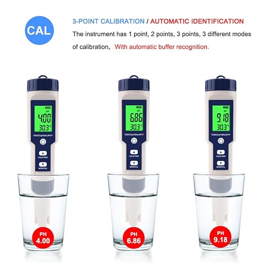5 in 1 PH Meter Gomass 0.01 High Accuracy ph Tester Digital for Water TDS/EC/Salt/Temp/PH Pen, PPM Meter Water Tester Drinking Water, Hydroponics, Plants, Aquarium and Pool