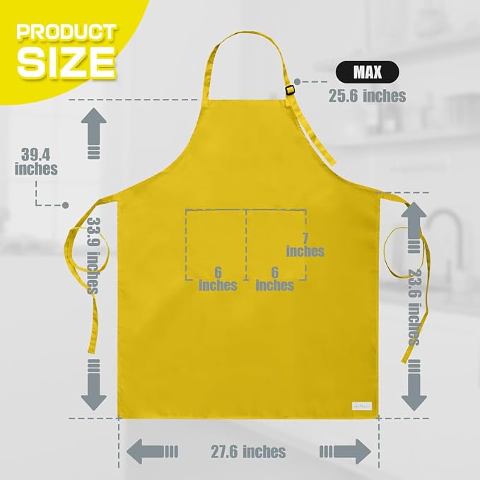 ROTANET Extra Large Apron for Men Adjustable Bib Aprons with 2 Pockets Cooking Kitchen Women Chef Water & Oil Resistant