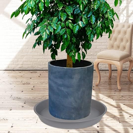 VUWEZ 6 Pack of Plant Saucer 10 Inch, 10 inch Plant Saucer Round, Plastic Flower Plant Trays for Pots, Plant Saucers for Indoors 9", Plant Pot Saucers, Planter Tray for Planter 8-10" (10", Gray)