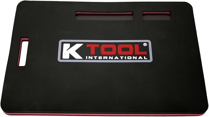 K Tool International 79400 24" X 16" Foam Kneeling Pad for Garages, Repair Shops and DIY, 1.13" Thick, Anti-Slip, Oil Proof and Solvent-Resistant, Built-in Handle, Magnetic Groove, Black/Red