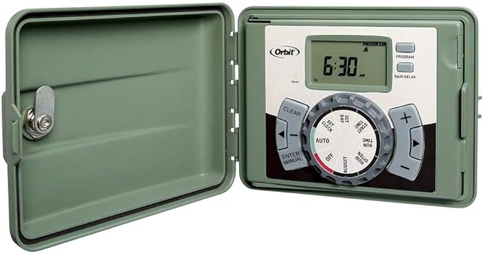 Orbit 4-Station Outdoor Swing Panel Sprinkler System Timer - for Residential Lawn Watering - Multi-Station Irrigation Controller - Custom Watering Intervals - Indoor/Outdoor Installation - 57894