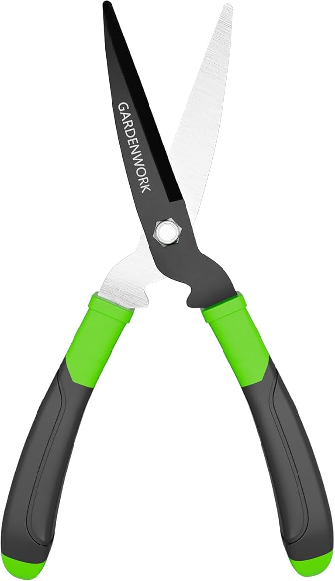 GARDENWORK Hedge Clippers Shears with Teflon Coated,High Carbon Steel Blades,Bush Cutters Trimmer with Comfort Grip Handles,Lightweight 16 in Garden Clippers for Gardening Yard