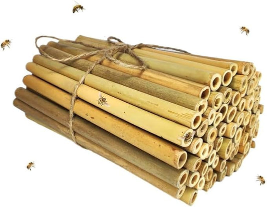 INature 100-Pack 6-Inch Natural Bamboo Tubes - Eco-Friendly Mason Bee House Refills | Perfect for Bee Hotels, Pollinator Boxes | Solitary Bee Hive Supplies