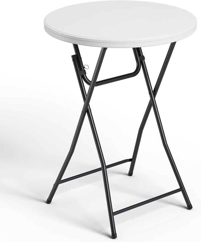 Folding Table, 32 Inch Foldable Cocktail Bar, High Top Round Folding Tables No Assembly, Portable Bistro & Commercial Furniture for Wedding, Banquet, Party, Indoor Outdoor Use