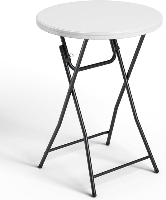 Folding Table, 32 Inch Foldable Cocktail Bar, High Top Round Folding Tables No Assembly, Portable Bistro & Commercial Furniture for Wedding, Banquet, Party, Indoor Outdoor Use