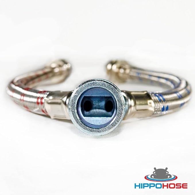 Washing Machine Y-Mixer/Y-Split Water Hose - Burst Proof STAINLESS STEEL - (1 FT) Long Legs - 3/4 Inch Brass Fittings - Y-Splitter Water Hose Connector for Washing Machines Hot & Cold Water Supply