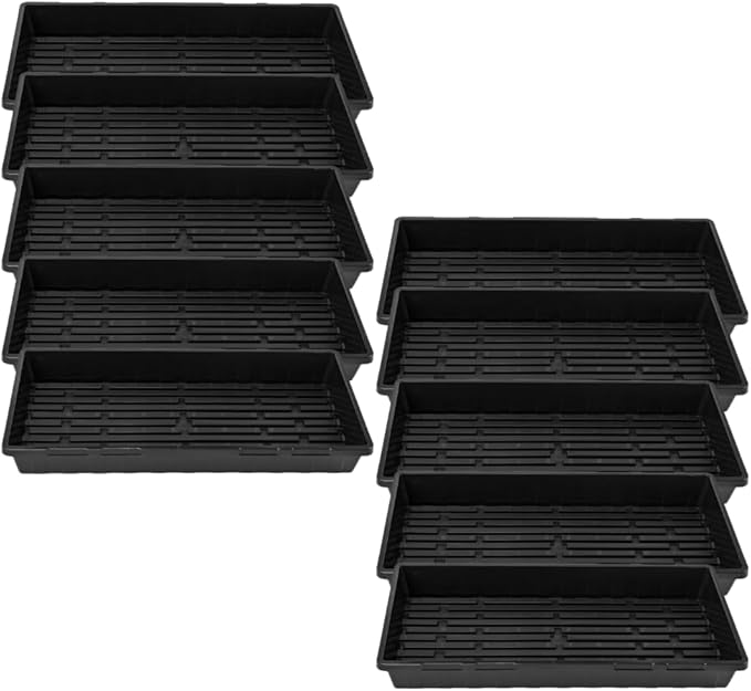 Bootstrap Farmer 1020 Trays (10-Pack), Heavy Duty No-Hole Flats for Microgreens, Fodder & Seedling Propagation - 1.8mm Thick Reusable Plastic