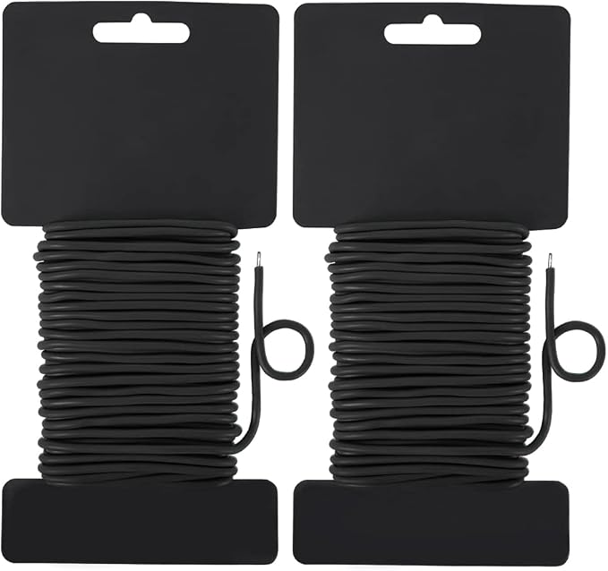 Shintop Reusable Garden Plant Twist Tie 2.8mm, 2PCS 65Feet Heavy Duty Soft Wire Tie for Tomato Plants, Climbing Roses and Vines Organizing (Black)