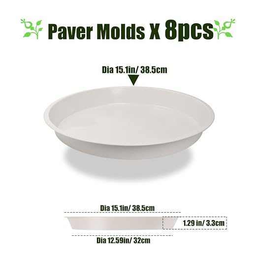 8 Pcs Stepping Stone Mold, Round Plastic Paver Molds for Concrete, Dia 13.6in/ 1.53 in Depth Cement White Tray, Reusable DIY Form for Paving Garden Path, Walkway, Patio, Outdoor Landscaping