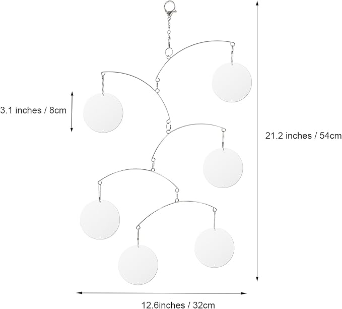 DIY Hanging Mirror Outdoor Mobile, Reflective Garden Decor, Wind-Chime Style Bird Deflector (FL-YKL-6CIRCLE)