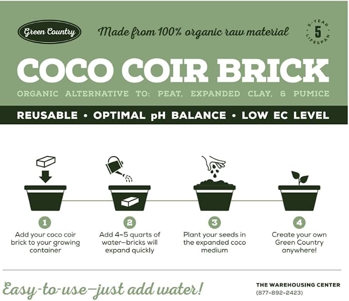 Premium Coco Coir Bricks - 12 Pack | Compressed Coconut Husk Fiber | Potting, Seed Starting, Hydroponics, Soil Amendment | Indoor & Outdoor Plants | Spring Gardening