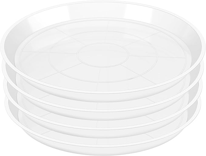 OUPSAUI 4 Pack Clear Plant Saucer 4 6 8 10 12 14 16 18 20 22 Inch Plant Trays for Pots, Plastic Extra Large Planter Saucers for Outdoors Indoors, Drip Catcher Water Tray for Plants (18 Inch)