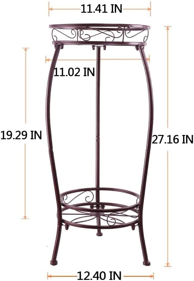Metal Plant Stand,Indoor Outdoor 2 Tiers Tall Plant Stands,27.1'' Iron Corner Flower Pot Holder, Plant Rack,Display Shelf Racks for Home Garden Office -Brown